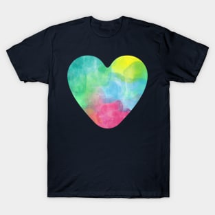 Rainbow Heart Watercolor Illustration T-Shirt